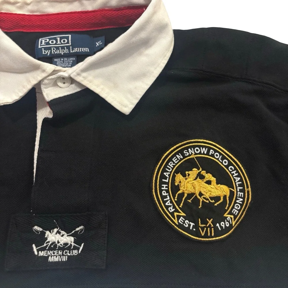 Polo Ralph Lauren Switzerland 08 Winter Cup Snow Polo Rugby Shirt Mens XL‎ Black